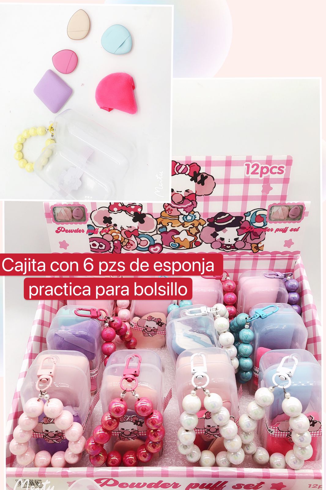 Cajita con 6 Pzs de esponja practica para bolsillo