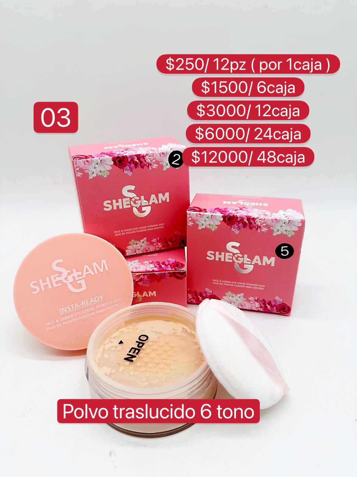 Polvo traslucido 6 tonos