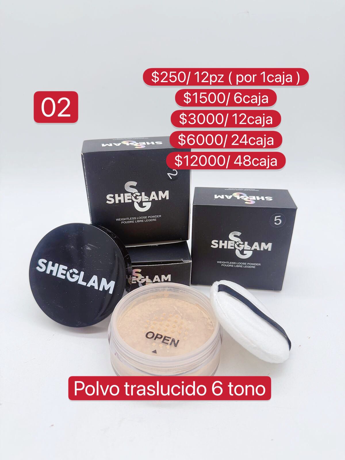 Polvo traslucido 6 tonos