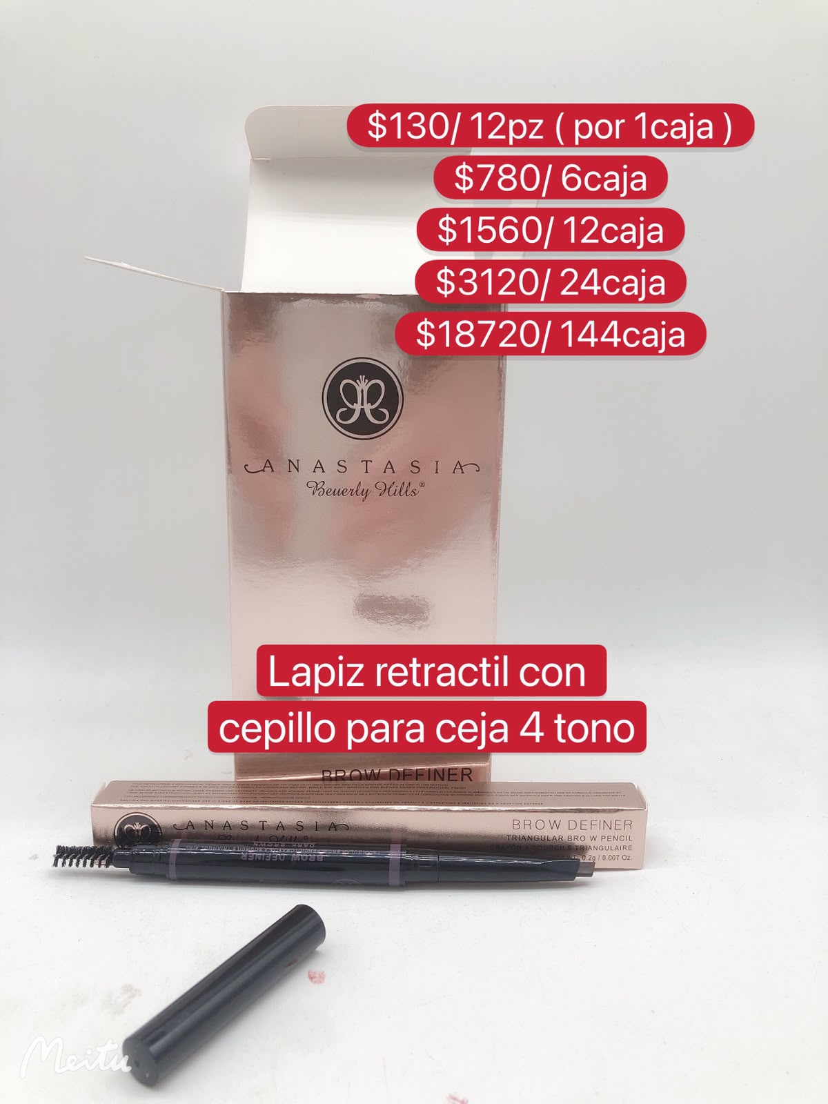 Lapiz retractil con cepillo para ceja 4 tonos
