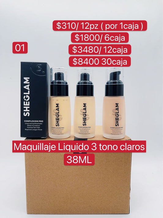 Maquillaje Liquido 3 Tonos Claros 38 ML