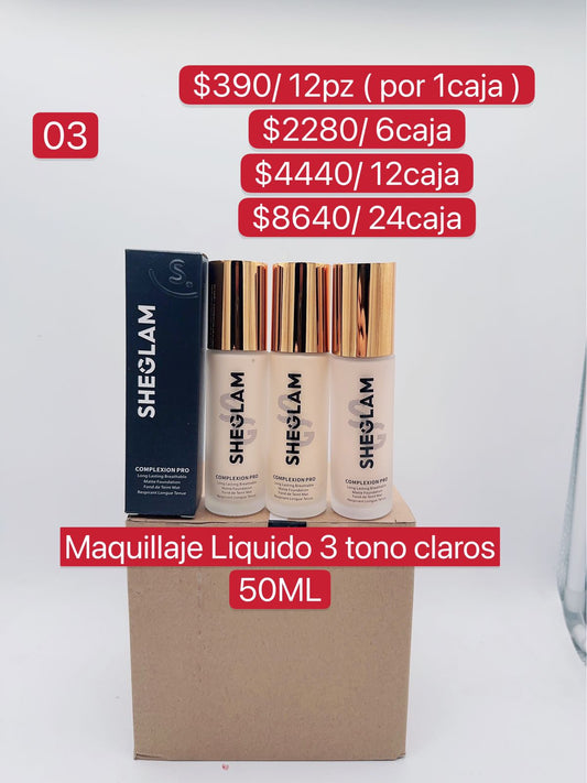 Maquillaje Liquido 3 Tonos Claros 50 ML