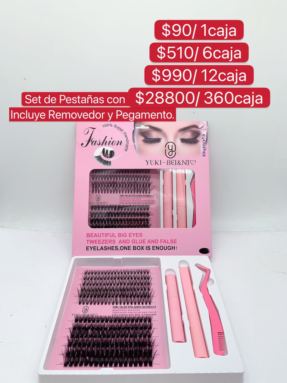 Set de Pestañas con Pinzas Incluye Removedor y Pegamento