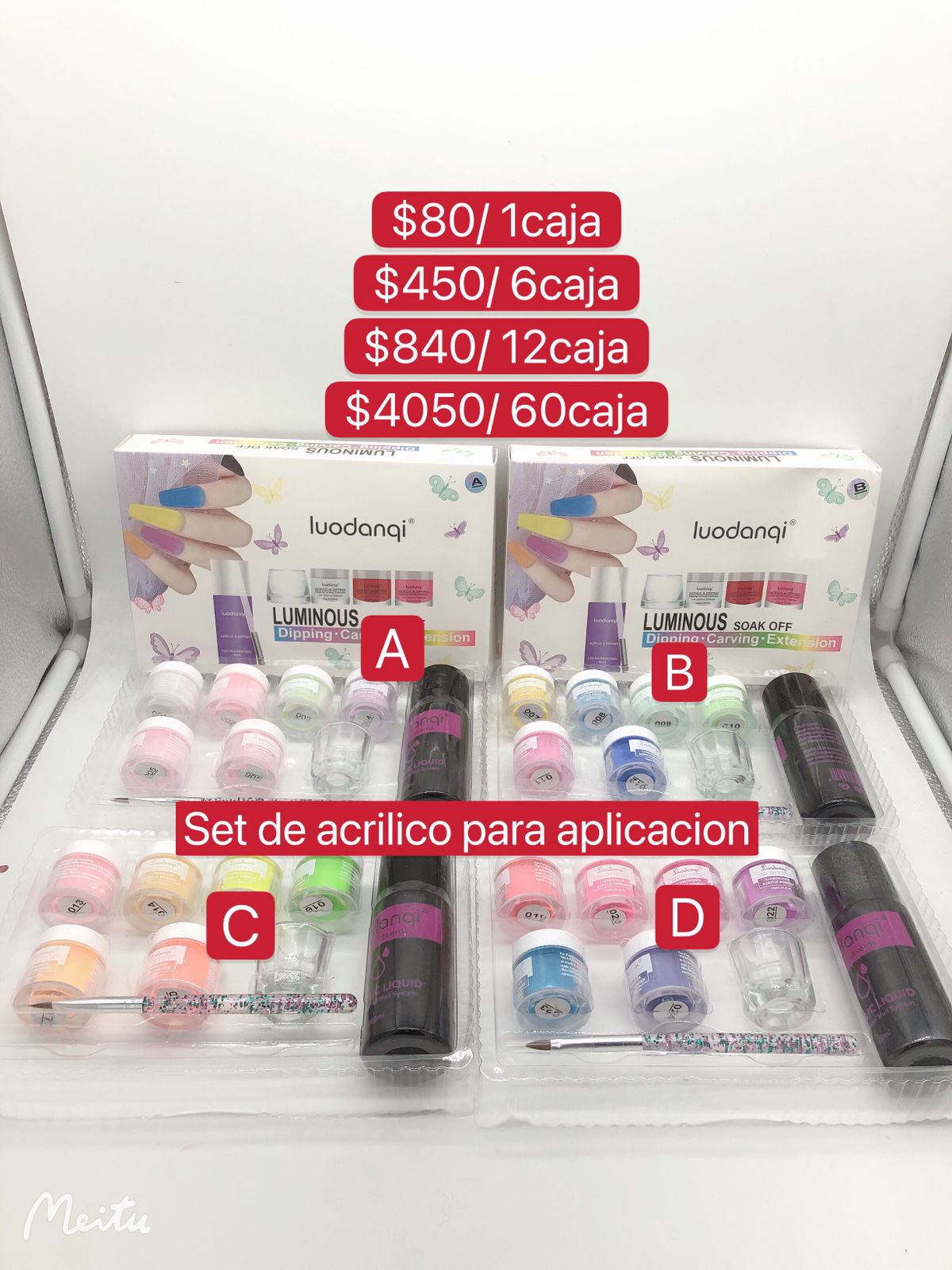 Set de acrílico para aplicación