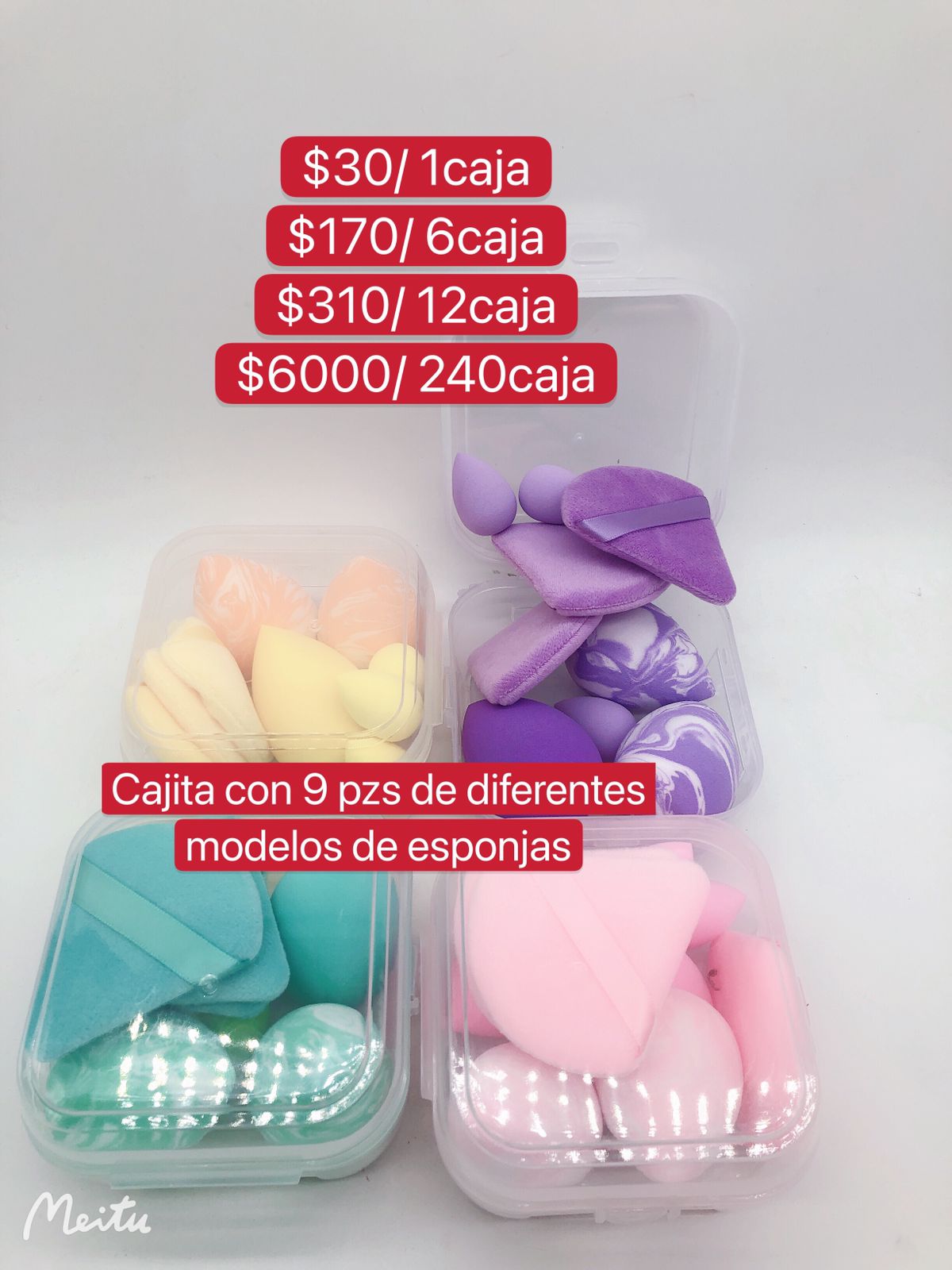 Cajita con 9 Pzs de diferentes modelos de esponjas