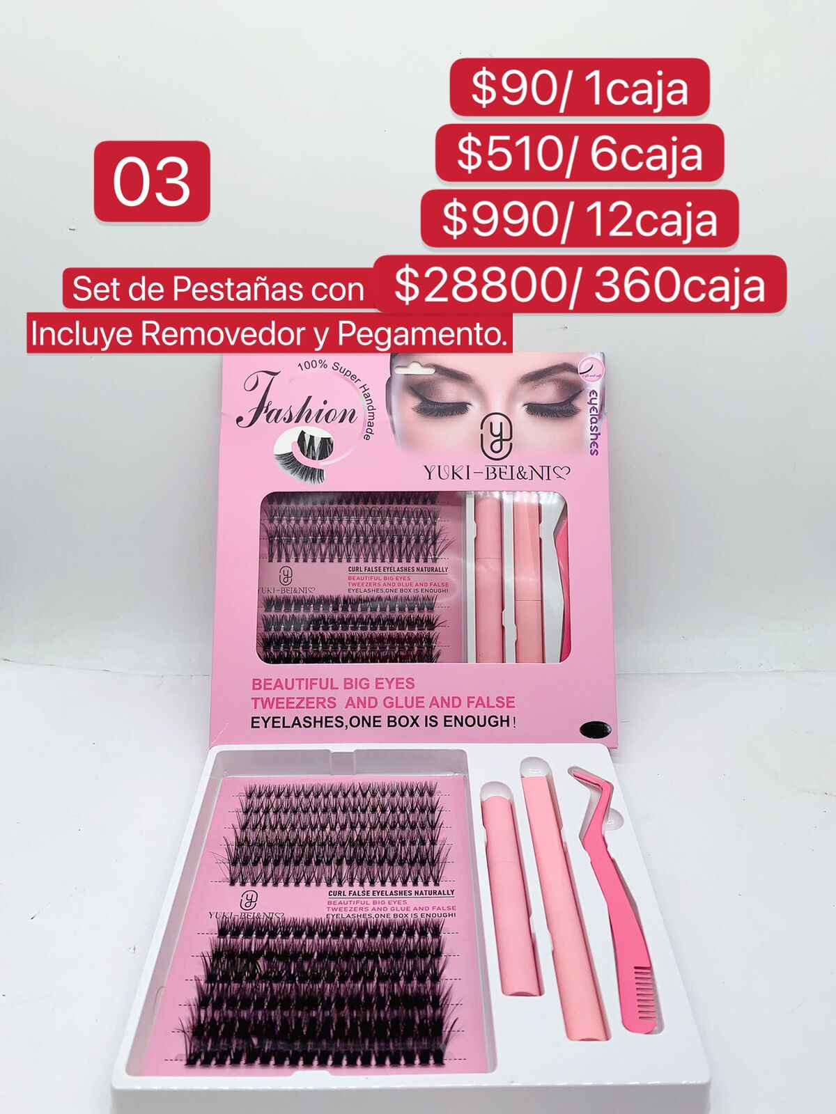 Set de Pestañas Postizas incluye removedor y pegamento