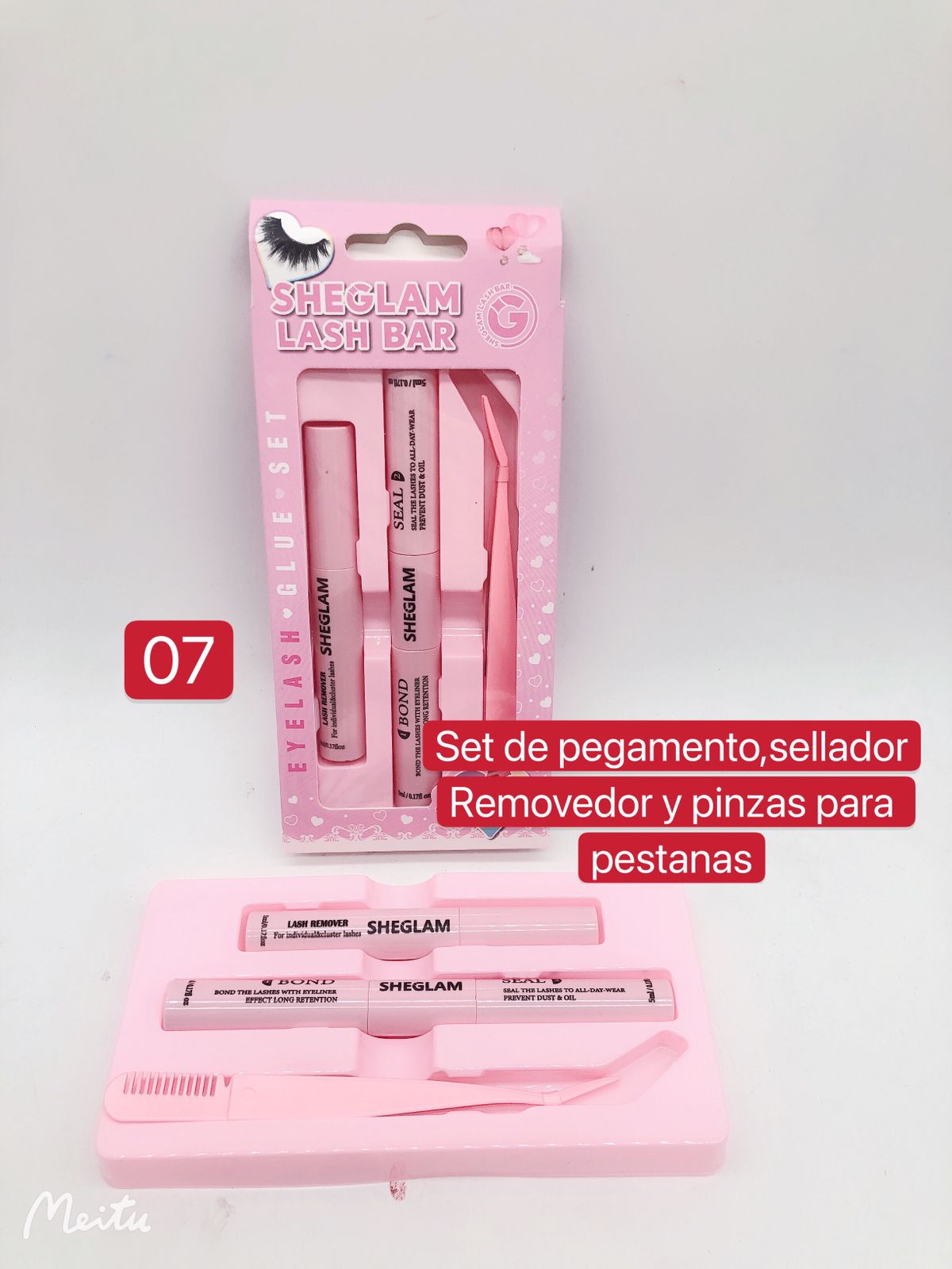 Set de pegamento, sellador , removedor y pinzas para pestañas