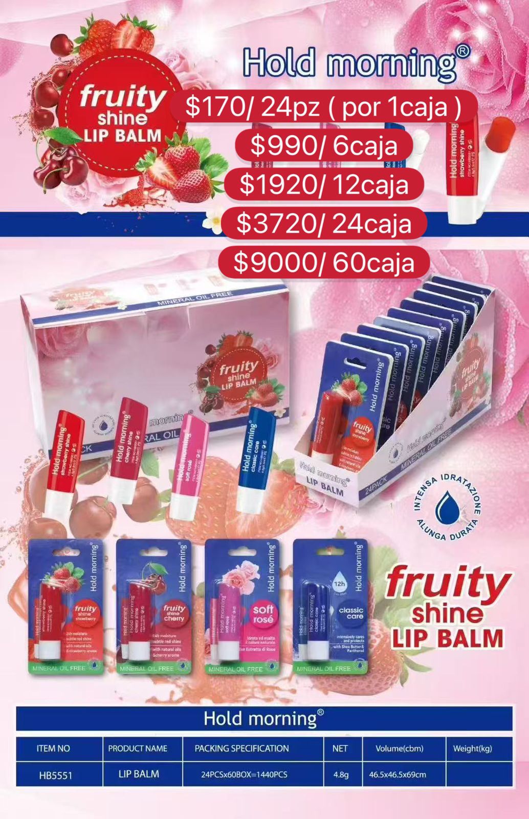 Bálsamo labial de brillo frutal