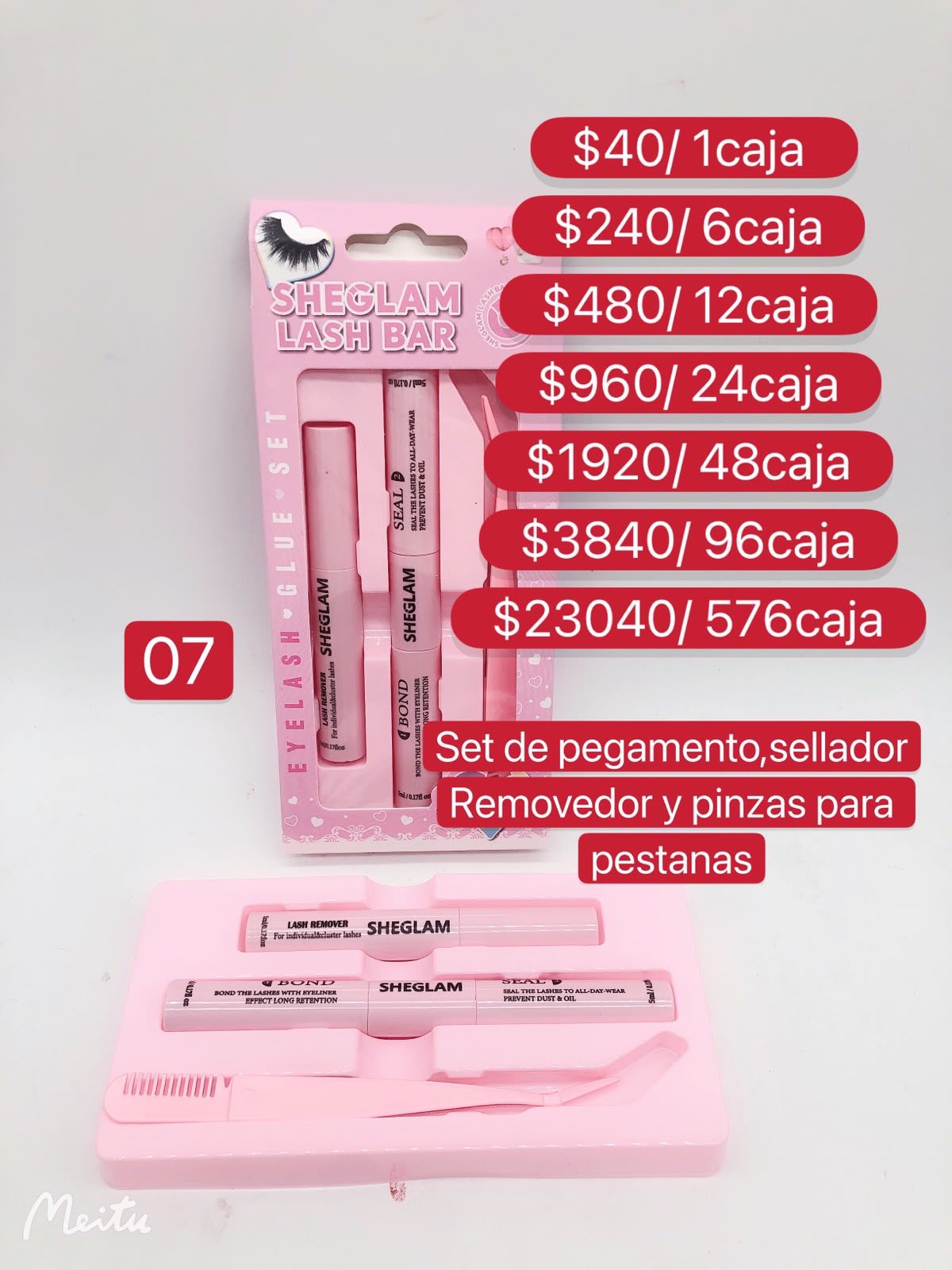 Set de pegamento, sellador, removedor y pinzas para pestañas