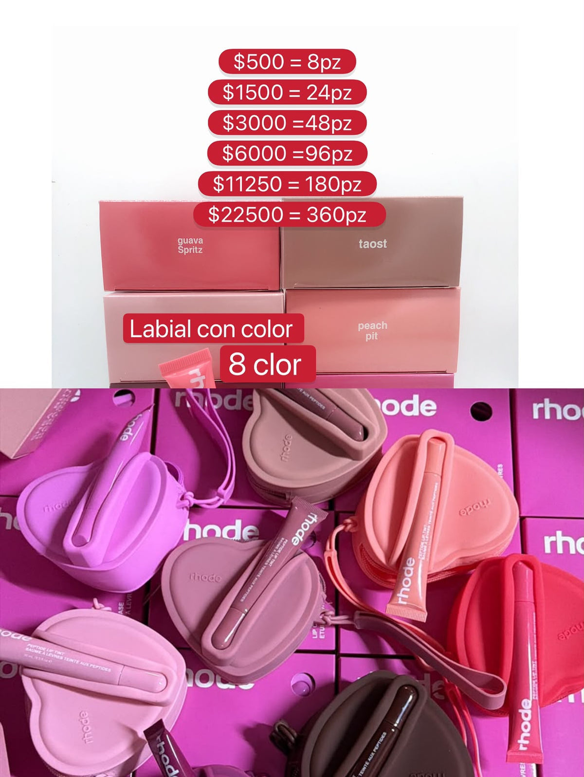 Labial con color 8 colores surtido